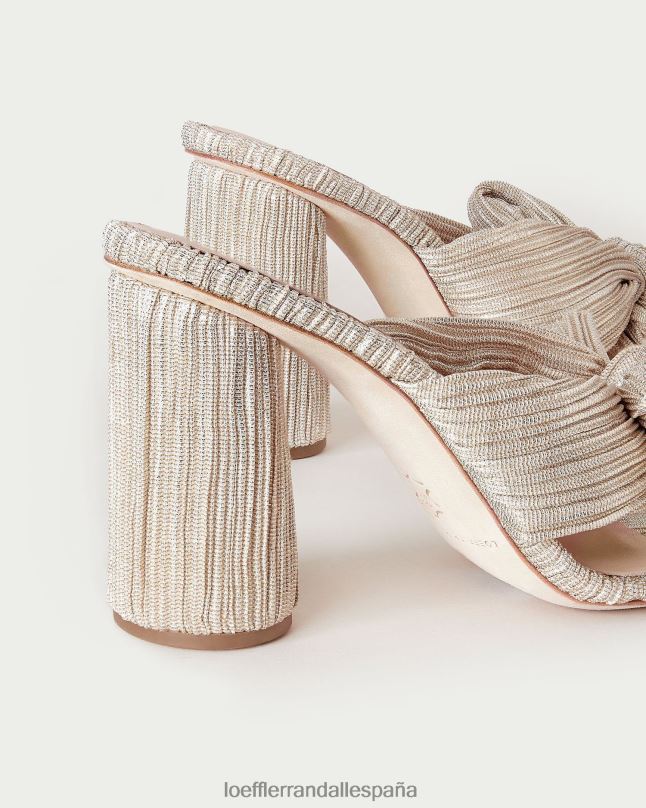 zapatos 0428210 platino mujer Loeffler Randall tacón con lazo plisado