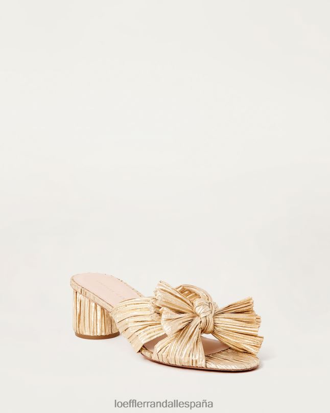 zapatos 0428213 oro mujer Loeffler Randall tacón emilia con lazo plisado