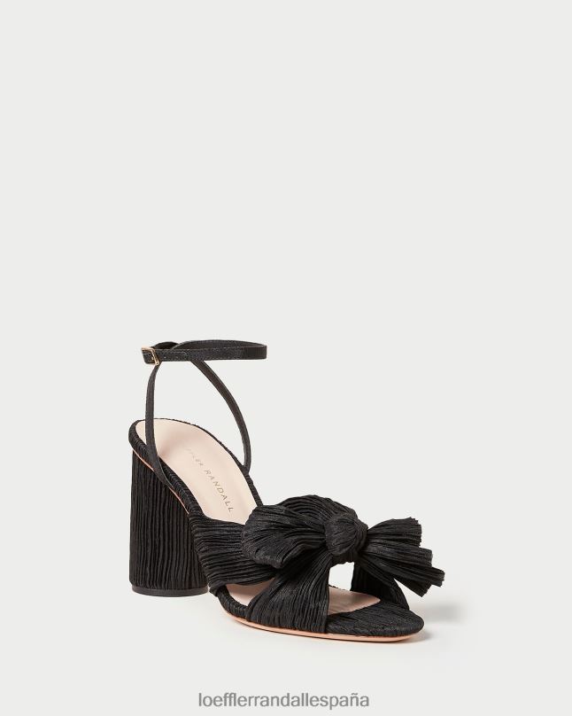 zapatos 0428217 negro mujer Loeffler Randall tacón con lazo plisado camelia