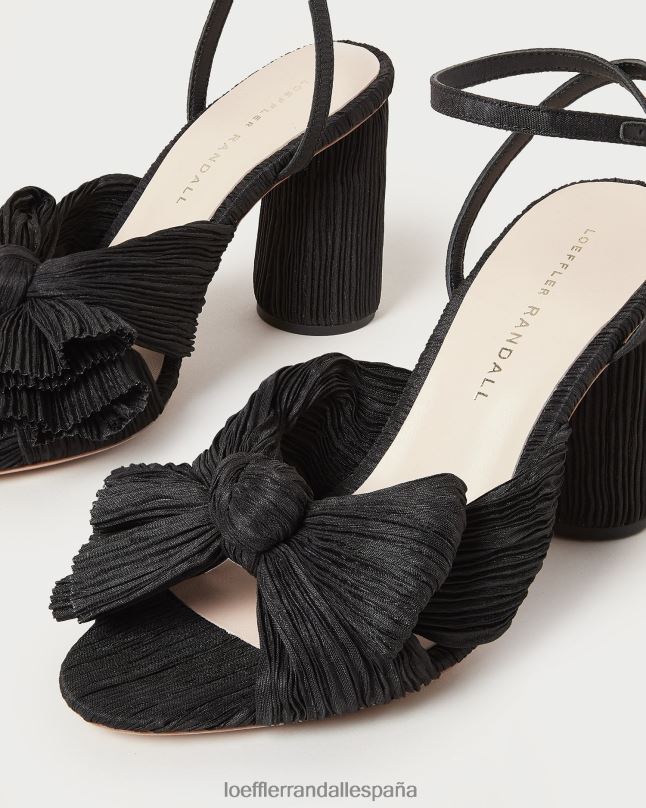 zapatos 0428217 negro mujer Loeffler Randall tacón con lazo plisado camelia