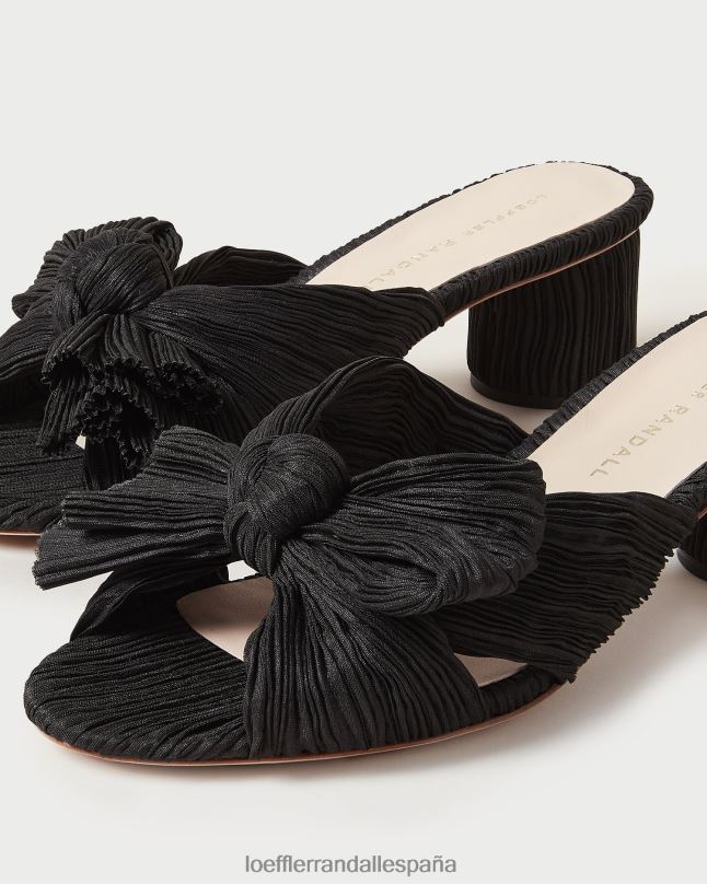 zapatos 0428218 negro mujer Loeffler Randall tacón emilia con lazo plisado