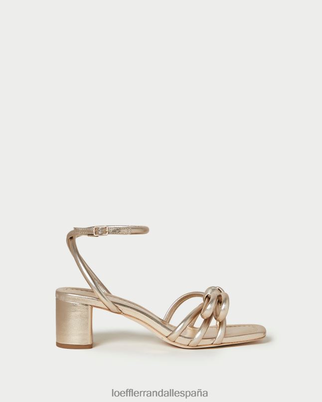 zapatos 0428222 champán mujer Loeffler Randall sandalia mikel con lazo y tacón medio