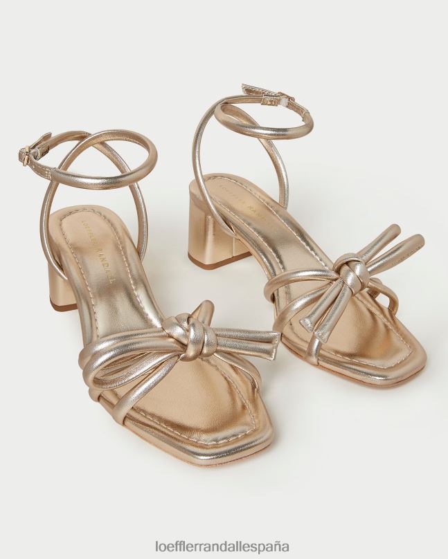 zapatos 0428222 champán mujer Loeffler Randall sandalia mikel con lazo y tacón medio
