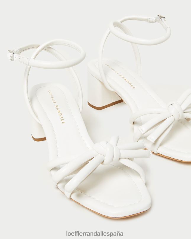 zapatos 0428224 blanco mujer Loeffler Randall sandalia mikel con lazo y tacón medio