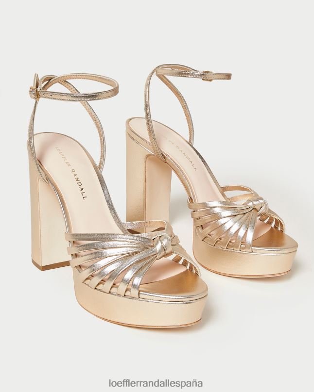 zapatos 0428227 champán mujer Loeffler Randall sandalia con plataforma y nudo rivka