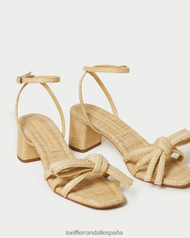 zapatos 0428229 natural mujer Loeffler Randall sandalia mikel con lazo y tacón medio