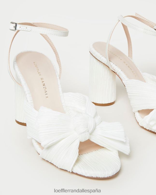 zapatos 0428232 blanco mujer Loeffler Randall tacón con lazo plisado camelia