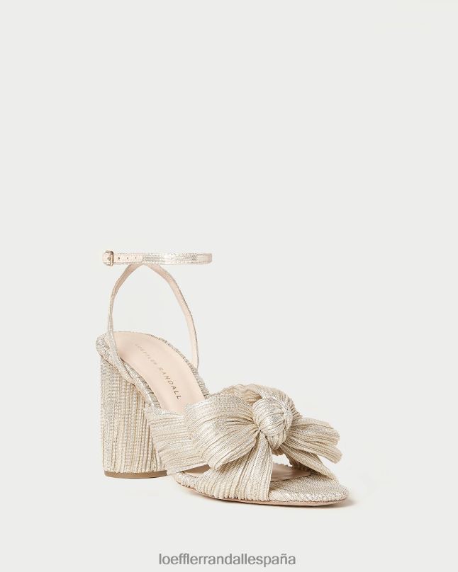 zapatos 042823 platino mujer Loeffler Randall tacón con lazo plisado camelia
