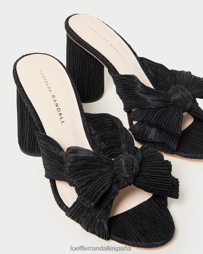 zapatos 0428243 negro mujer Loeffler Randall tacón con lazo plisado
