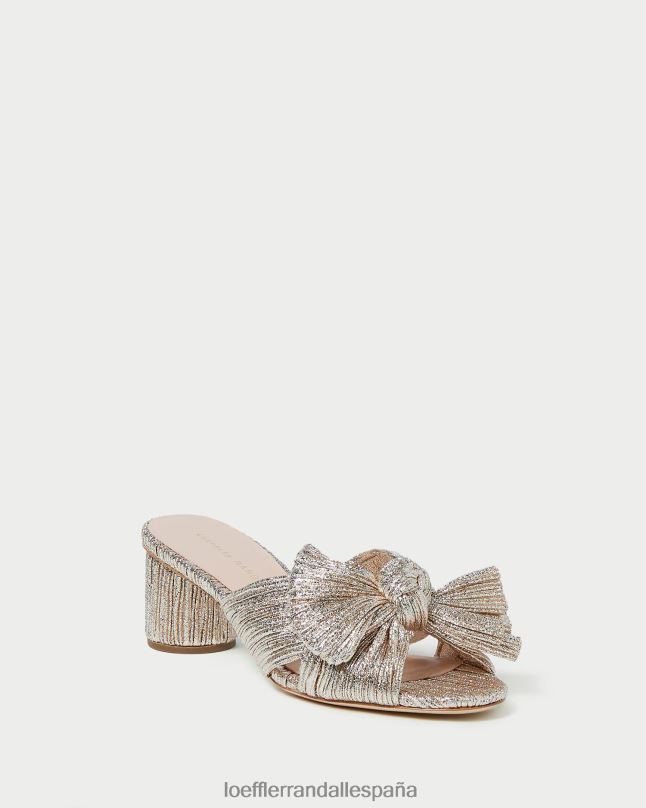 zapatos 0428249 champán mujer Loeffler Randall tacón emilia con lazo plisado