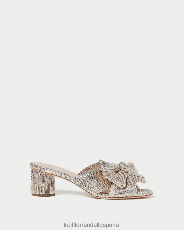 zapatos 0428249 champán mujer Loeffler Randall tacón emilia con lazo plisado
