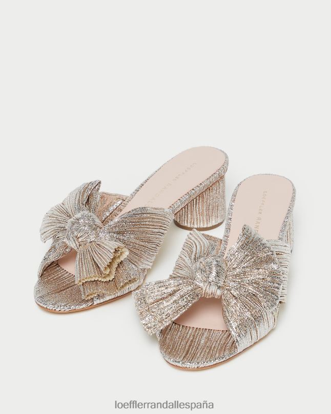 zapatos 0428249 champán mujer Loeffler Randall tacón emilia con lazo plisado