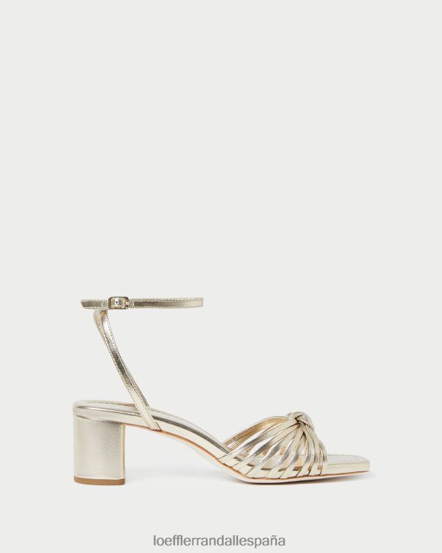 zapatos 0428251 champán mujer Loeffler Randall tacón medio con nudo olivia