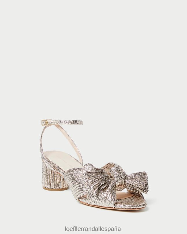 zapatos 0428253 champán mujer Loeffler Randall tacón con lazo plisado dahlia