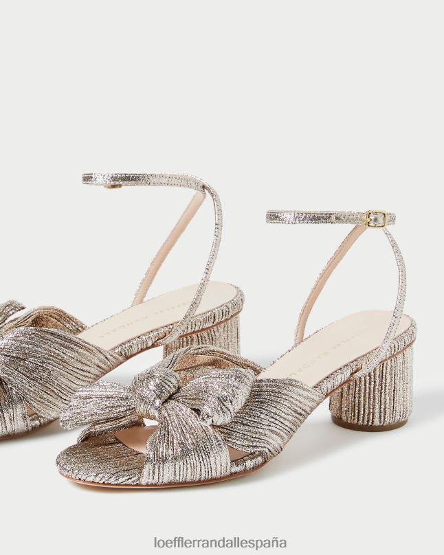 zapatos 0428253 champán mujer Loeffler Randall tacón con lazo plisado dahlia