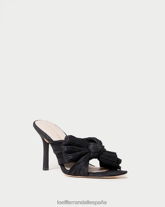 zapatos 0428260 negro mujer Loeffler Randall mules claudia con lazo plisado