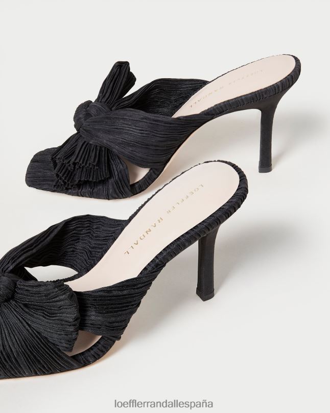 zapatos 0428260 negro mujer Loeffler Randall mules claudia con lazo plisado