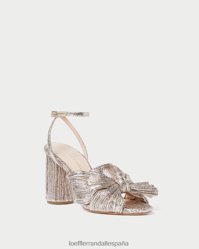 zapatos 0428264 champán mujer Loeffler Randall tacón con lazo plisado camelia