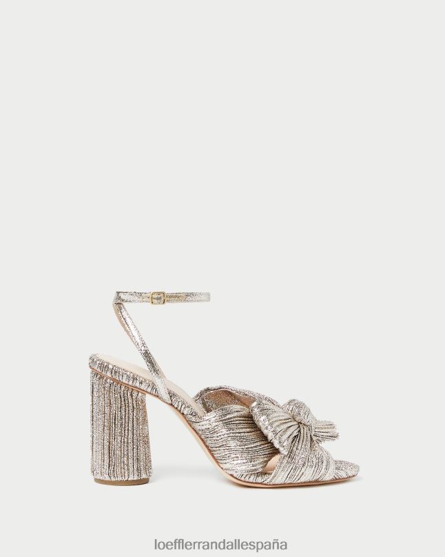 zapatos 0428264 champán mujer Loeffler Randall tacón con lazo plisado camelia