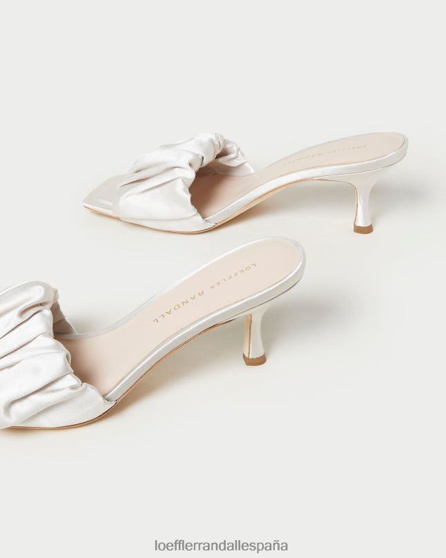 zapatos 0428265 crema mujer Loeffler Randall mules bianca con tacón gatito