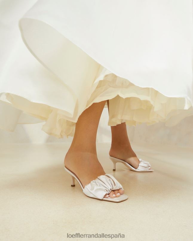 zapatos 0428265 crema mujer Loeffler Randall mules bianca con tacón gatito