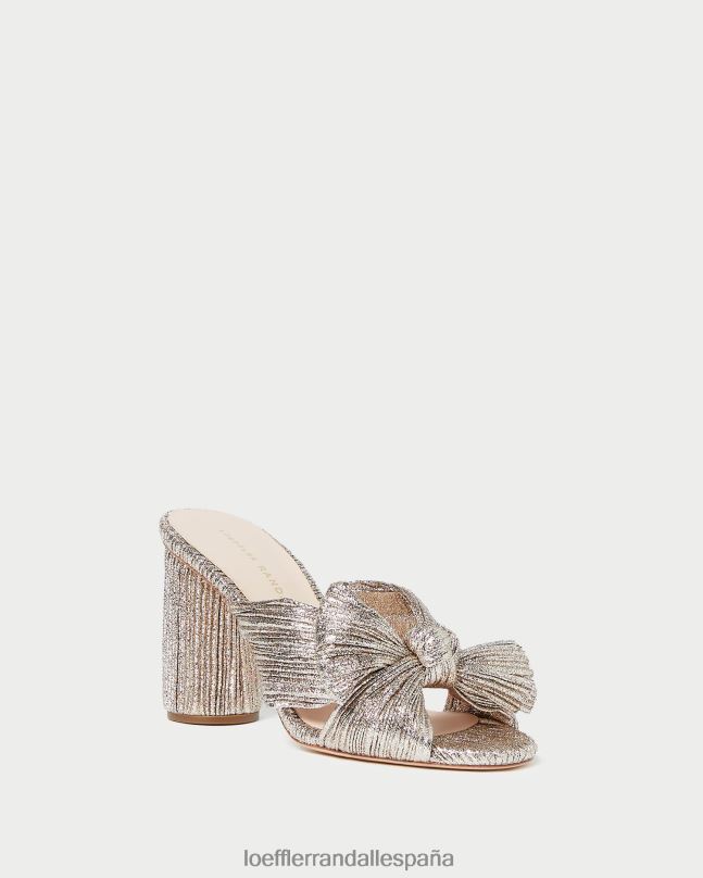 zapatos 0428269 champán mujer Loeffler Randall tacón con lazo plisado