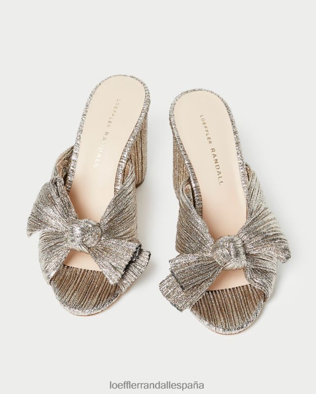zapatos 0428269 champán mujer Loeffler Randall tacón con lazo plisado