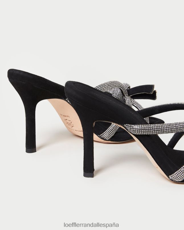 zapatos 0428271 negro mujer Loeffler Randall tacón con lazo Margi de gamuza