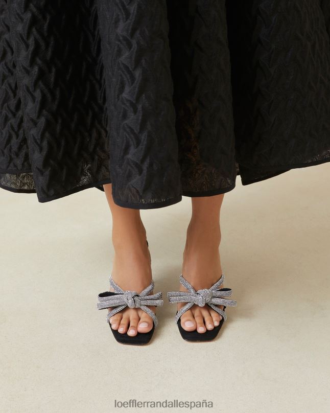 zapatos 0428271 negro mujer Loeffler Randall tacón con lazo Margi de gamuza