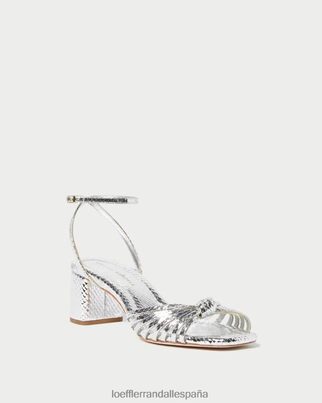 zapatos 0428274 plata mujer Loeffler Randall tacón medio con nudo olivia