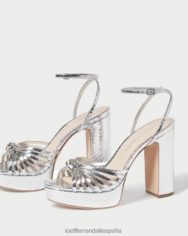 zapatos 0428275 plata mujer Loeffler Randall sandalia con plataforma y nudo rivka