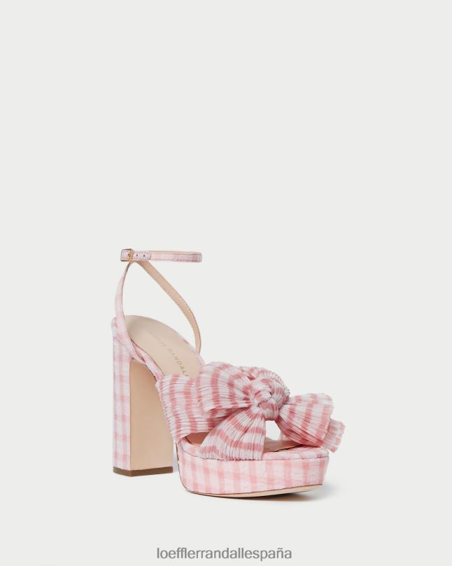zapatos 0428282 cuadros de color rosa suave mujer Loeffler Randall tacon lazo natalia