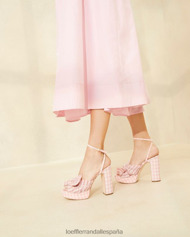 zapatos 0428282 cuadros de color rosa suave mujer Loeffler Randall tacon lazo natalia