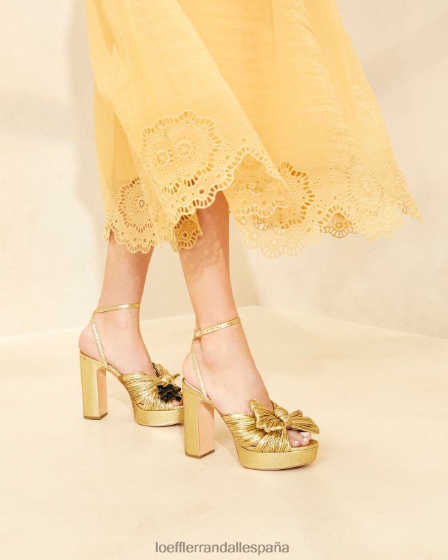 zapatos 0428289 oro mujer Loeffler Randall natalia plataforma lazo tacón