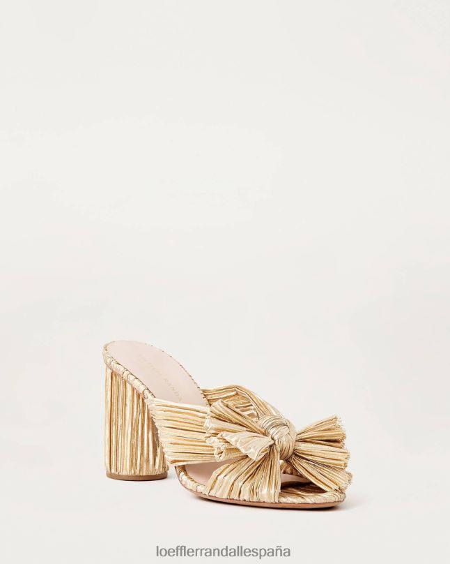 zapatos 042828 oro mujer Loeffler Randall tacón con lazo plisado