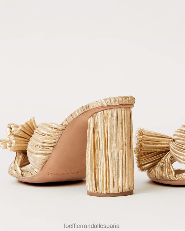 zapatos 042828 oro mujer Loeffler Randall tacón con lazo plisado