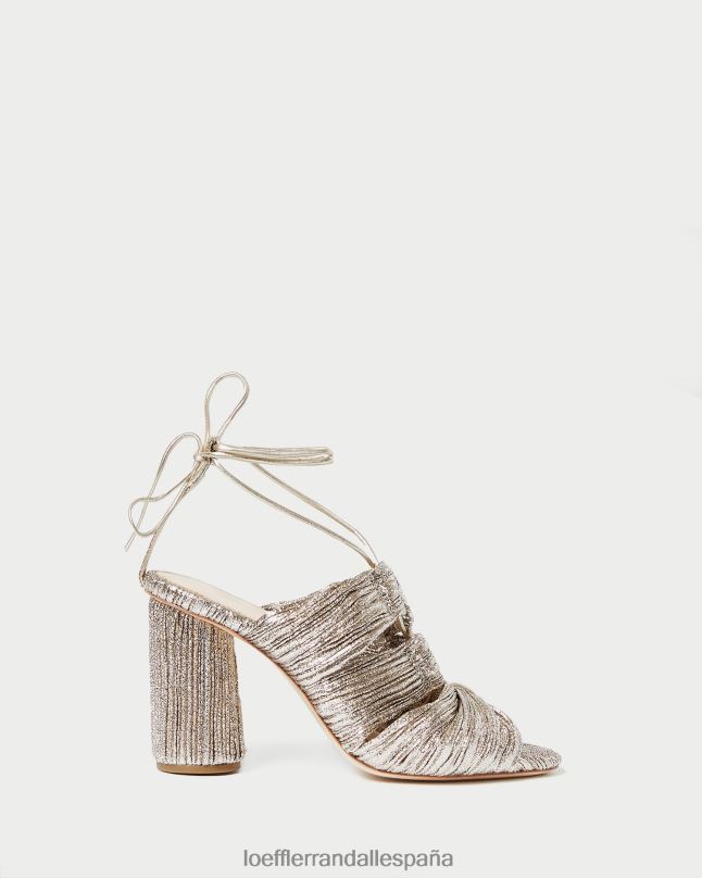 zapatos 0428295 champán mujer Loeffler Randall sandalia teresa plisada con cordones