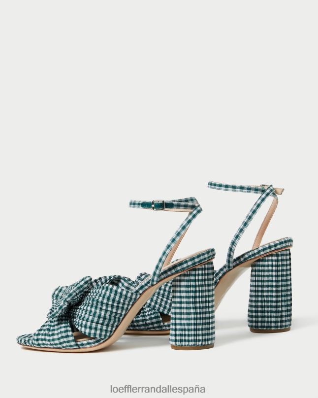 zapatos 0428296 mini cuadros verdes mujer Loeffler Randall tacón con lazo de camelia