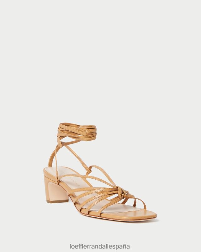 zapatos 0428297 Miel mujer Loeffler Randall tacón medio con cordones y nudo lola