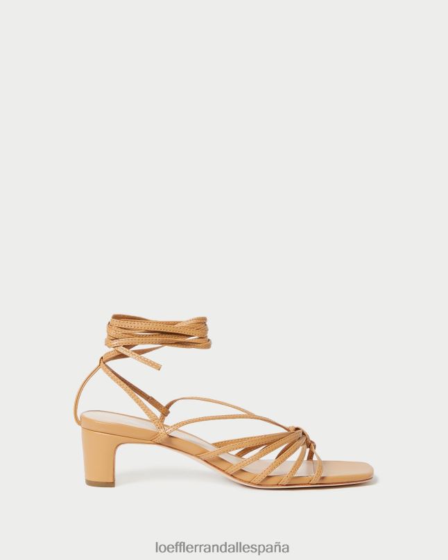 zapatos 0428297 Miel mujer Loeffler Randall tacón medio con cordones y nudo lola