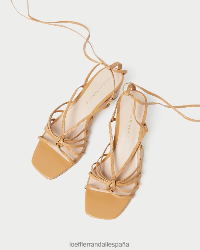 zapatos 0428297 Miel mujer Loeffler Randall tacón medio con cordones y nudo lola